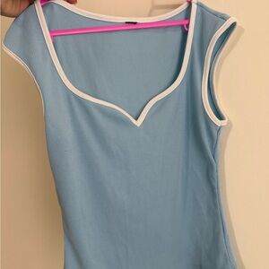 H&M Light Blue Tank Top with White Edging